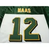 001 Edmonton Eskimos 12 Jason Maas Blanc Vert véritable Maillot universitaire entièrement brodé Taille S4XL ou personnalisé avec n'importe quel nom ou numéro jersey1503095