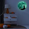 Autocollants muraux 30 cm Halloween lumineux pleine lune sorcière citrouille lueur décoration de chambre auto-adhésive