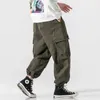 2021 Japoński Harajuku Luźne Worki Pants Mężczyźni Hip Hop Harem Spodnie Streetwear Modis Joggers Army Green Cargo Spodnie Czarne spodnie Y0927