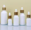 nieuwe witte porseleinen glazen potten met bamboe deksel glas en druppelaar 10 ml/50 ml containers bamboe deksels Reagens Pipet Druppelaar Flessen