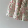 Coreano estilo criança menina verão vintage tutu vestido floral padrão crianças meninas manga curta vestidos bebê moda verão 210331