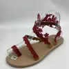 Women Flat Shoes 2021 Summer Bohemian Gladiator Roman Sandal Lace Straps Floral Style Sandalias Mujer White Female Beach Shoes 210308