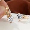 Hoop & Huggie Charm Multicolor Square Stone Earrings Rose Gold Color Engagement Female Luxury Rainbow Crystal For Women