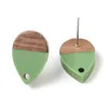 Stud 1Pair Natural Wood And Resin Earring Connector Findings Square Water Earrings Making Accessories For DIY Wooden