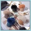 Keychains Fashion Aessory Luxury Handgjorda Mink Slippers Keychain Simation Shoes Bag Pendant Key Chain Immortal Flower Llaveros Drop Delive