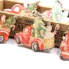 3шт творческий старинный деревянный автомобиль кулон орнамент DIY игрушки деревянные ремесла на рождественские дома украшения вечеринки дети подарки поставки Y201020