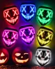 Amerikaanse voorraad Halloween Mask LED Licht op Cosplay Gloeien in het feestmasker Kostuum 3 Verlichtingsmodi Halloween Gezichtsmaskers voor Mannen Dames Kinderen