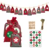 Christmas Decorations Advent Calendar Bags Calendars Filling Candy Gift Paper Bag DIY 24 Days Countdown With Stickers Tags Clips240F