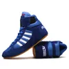 Sapatos de luta livre caixas profissionais sapatos de borracha zoom respirando tênis de combate scarpe boxing uomo tamanho 36 46 azul vermelho preto 0902