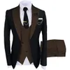 YIWUMENSA Smoking con risvolto nero con visiera Slim Fit Abiti da sposo Abiti da uomo per matrimonio 3 pezzi Giacca gilet Pantaloni Custom Made Smkoing Busi315K