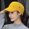 Woman Girl Mink Hair Visor Cap Bee Knitted Autumn Winter Hat Solid Color Elastic Cycling Running Golf Empty Top Cap 211122