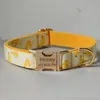 Id ID de gravura livre Nylon Luxury Dog Collar Leash com projeção de banana projecível fivelas de metal dourado Acessórios de animais de estimação ajustáveis ​​Y200515