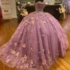 Prinses roze mis 15 años quinceanera jurken kant 3d applique off the shoulder Sweet 16 jurken vestidos de xv años