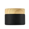 Black frosted glass jars cosmetic jars with woodgrain plastic lids PP liner 5g 10g 15g 20g 30 50g lip balm cream containers DAP171