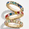 Konstgjord Diamant Studded Colorful Ring European And American Fashion Full Rhinestone Gold Rings