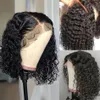 Lace Front Wig Kinky Curly Brazilian Remy Mänskligt hår för svarta kvinnor Korta Bob Parykar