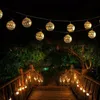 Strings Solar LED -lampor String Marockan Ball Lantern Fairy Light Chain Waterproof Golden Silver Case Patio Garden Lamp