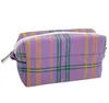 borsa cosmetica per ragazze borsa per il trucco scozzese retrò borsa per il lavaggio all'aperto astuccio per matite di grande capacità borsa per la conservazione della bellezza delle donne
