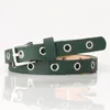 Belts Vintage Punk Green Women Waistband Holes Hollow PU Leather Waist Belt Female Eyelet Thin Narrow Black Waistbelts Ladies