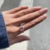Luxus Square Rosa Kubikzirkonia Versprechen Liebe Ringe Für Frauen Engagement Hochzeit Schmuck Drop Ship Ring