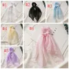 Long Scrunchies Solid Color Large Intestine Ring Seersucker Headband Ribbon Hairbands Ponytail Holder Girls Hair Accessories 6 Colors