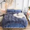 Sängkläder sätter vinter förtjockas långt hår mink fleece säng säng kjort kudde caseduvet cover flanell sammet sängkläder linne