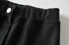 Vårelastiska midja Split Bottoms Shorts Casual Black Crepe 210607