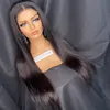 Partihandel 5x5 Transparent Lace Closure Wig Virgin Raw Bone Straight Brasilianska Human Hair Wigs