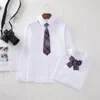 Kläder sätter kvinnor JK School Uniform Spring Autumn V-Neck Casual Business Long Sleeve White Shirt Topps Bluses For Student Clothes XS