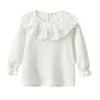 赤ちゃんの女の子長袖フリル人形襟の女の子ブラウス秋の子供たちの学校服幼児かわいいトップ210306のための子供の白いシャツ
