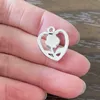 Antique Rose Heart Charm Pendant for DIY Handmade Jewelry Craft - Tibetan Silver Color
