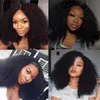 Mongolie 250 densité sans colle Afro crépus bouclés 100% cheveux humains U partie perruques pour femmes partie latérale Remy Afros 4b 4c bouclés extrémité complète