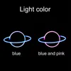 Bulbs LED Hanging Neon Light Oval Planet Shaped Sign Battery Powered Bedroom Birthday Party Bar Beach Wedding Decoration Room Lighting