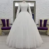 Land Muslim Bröllopsklänning 2022 Puffy Tulle Garden Lace Bride Kjol Långärmad Arabisk Dubai Bridal Klänningar Vestido Noiva Robe de Mariée 2021