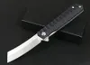 Flipper Folding Knife 8Cr14Mov Satin Tanto Blade G10 + Stainless Steel Handle Ball Bearing Fast-opening EDC Pocket Knives HH01