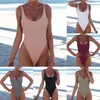 Damskie stroje kąpielowe Kobiety seksowne bikini lato solidny kolor Monokini One Piece Swimsuits Kąpiel Kąpiec Backless Beachwear