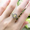 Real 925 Sterling Silver Sparkling Yellow Pink Diamond Created Moissanite Rings For Women Wedding Party Fine Jewelry