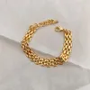 Link, Kette Koreanische Elegante Große Dicke Link Armbänder Für Frauen Mädchen Gold Gefüllt Weiblichen Ring Metall Halskette Mode Jewelr