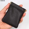 Echt vintage munt lederen portemonnees portemonnee mannen vrouwen handgemaakte kleine mini unisex portefeuilles pouch pocket kaarthouder geld opbergtas man