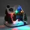 Casas de neve com piscamento colorido LED luz decoração de Natal para casa ano novo crianças crianças resina cena de natal vila 201019