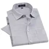 Sommar Kortärmad Turndown Collar Linne Mjukt Bekväm Cool Plaid Print Solid Business Mens Shirts 9Colors S till 4XL Storlek 210721