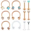 12pcs 16g 연골 헬릭스 Tragus 트위스트 나선형 호스 슈 바벨 귀걸이 립 Labret 피어싱