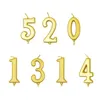 Vergulde nummer patroon verjaardagstaart kaars paraffine gouden kinderen jubileum feestdecoratie met PVC doos