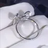 Moda Bow Design Pierścienie Shining Cubic Cyrkon Crystal Obrączki ślubne Charm Pierścionek z CZ Diament Kamień dla kobiet Biżuteria