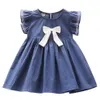 Mudkingdom meninas meninas boutique vestido flutter sleeves verão casual puro algodão de manga curta capa crianças 210615