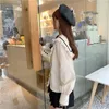 Japanse chiffon blouse marine kraag losse houten oor dubbele rij gesp lange mouwen shirt vrouw herfst winter 210604