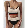 Bikini a vita alta Costume da bagno donna Push Up Set Crop Costumi da bagno Donna Costume da bagno a due pezzi Gilet Biquini 210722