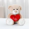 Heart Bear Bow Tie Bear Plush Doll Söt Tecknad Teddy Bears Present Alla hjärtans dag Gåvor Plush Toys 25cm