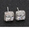 Mens Hip Hop Stud Earrings Jewelry New Fashion Black Silver Simulated Diamond Round Earrings For Men3392969