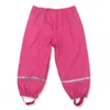 Inverno Pioggia Ragazze Pantaloni In Pile Ragazzi Pantaloni PU Impermeabili Per Bambini Impermeabili Outdoor Bambini Tute Vestiti Da Neve 210306